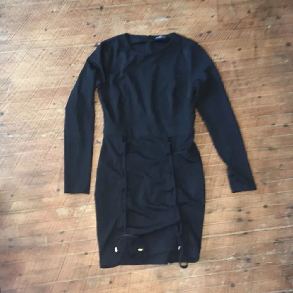 Fashion Nova M black knit dress with lace up skirt